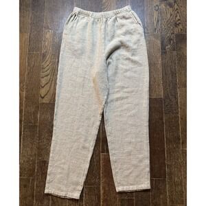 Willow Pants Women's Size Large (W26xL27) Linen Blend Beige Elastic Waist